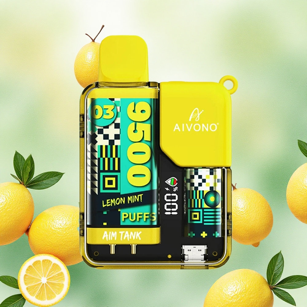Aivono AIM-TANK 9500 Puffs Vape Descartável Limão Hortelã 18ml LCD atacado brasileiro