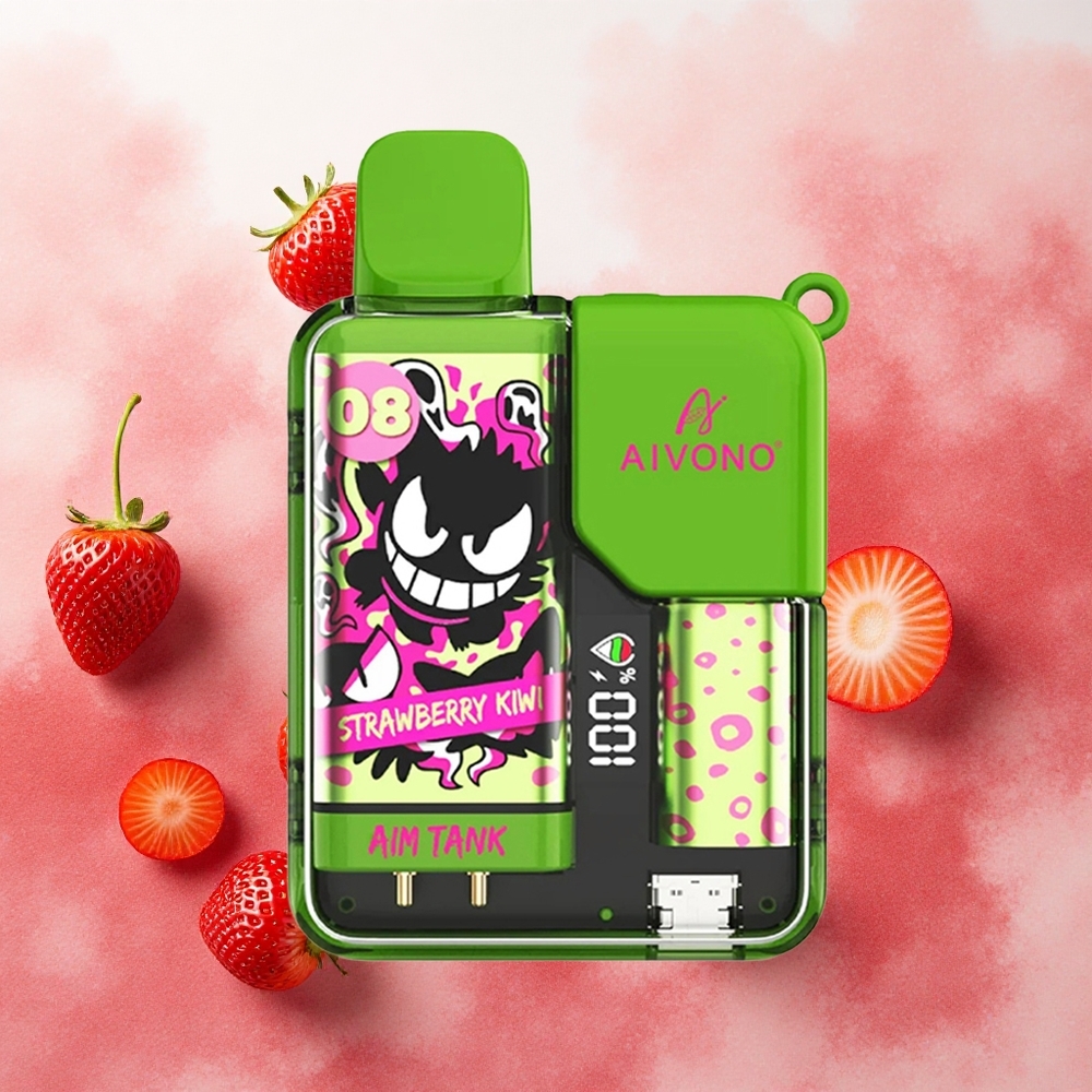 Aivono AIM-TANK 9500 Puffs Vape Descartável Morango Kiwi 18ml LCD 650mAh atacado brasileiro