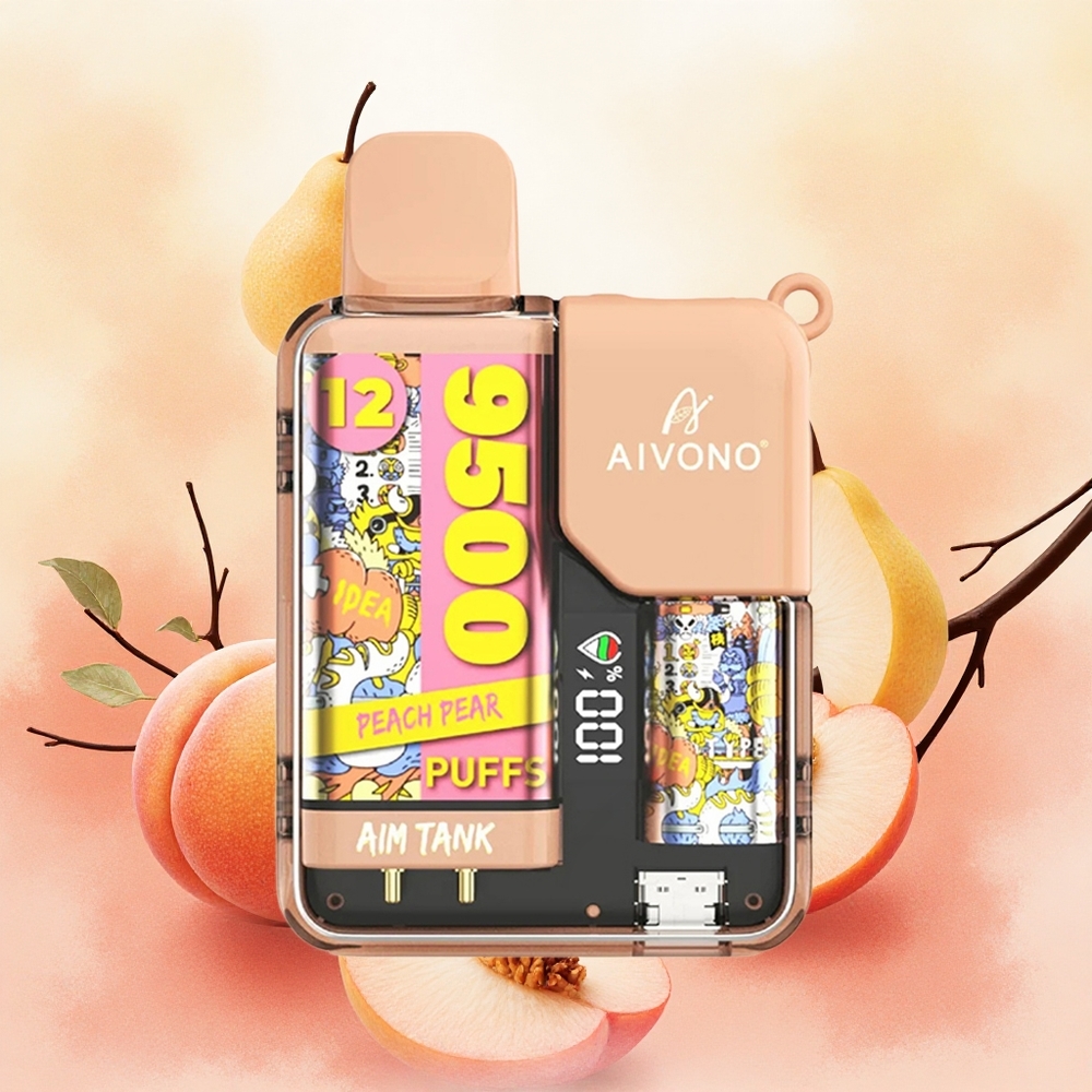 Aivono AIM-TANK 9500 Puffs Vape Descartável Pêssego Pera 18ml Capacidade de Líquido atacado brasileiro