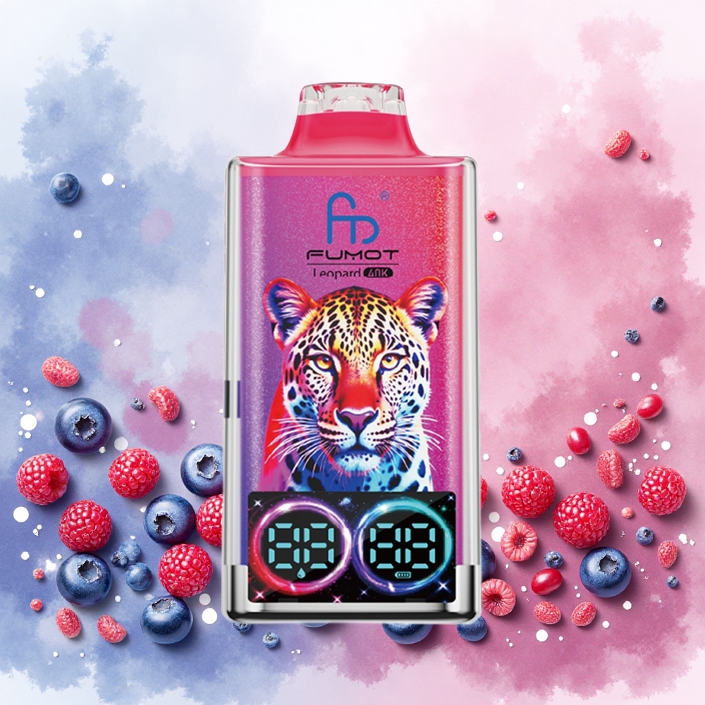 Fumot Leopard 40K Puffs Descartável Mirtilo Cereja Cranberry 0%-5% Nicotina, Bobina de Malha Dupla, Display Digital, atacado brasileiro