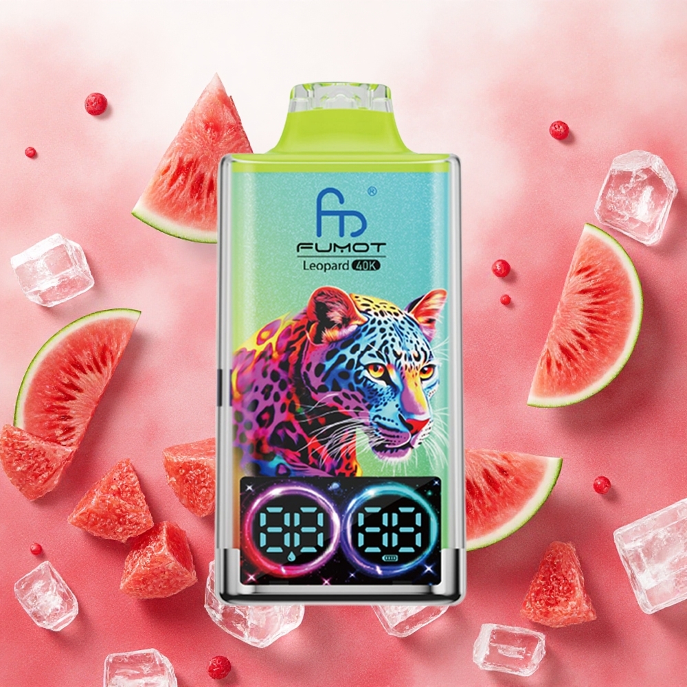 Fumot Leopard 40K Puffs Vape Descartável Melancia Gelada com Bateria 700mAh e Dual Mesh - Atacado Brasileiro
