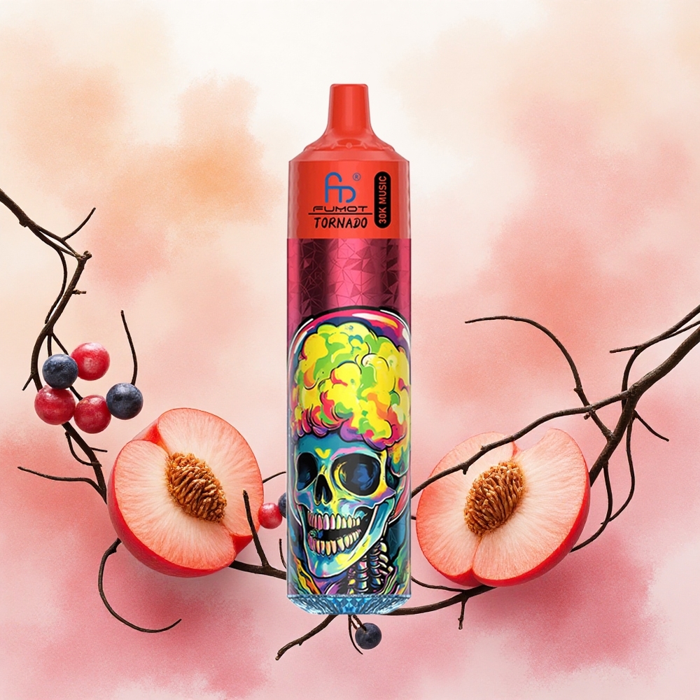 Fumot RandM Tornado 30000 Pitadas Atacado Brasileiro - 30mL Pré-carregado, 52% 5% Nicotina, Sabor Pêssego e Frutas Vermelhas