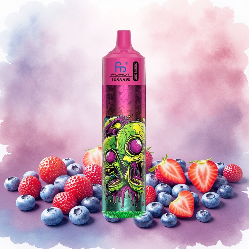 Fumot RandM Tornado 30000 Puffs Descartável Morango Mirtilo atacado brasileiro 30mL 2% 5% 1.0 Ohm 600mAh LED