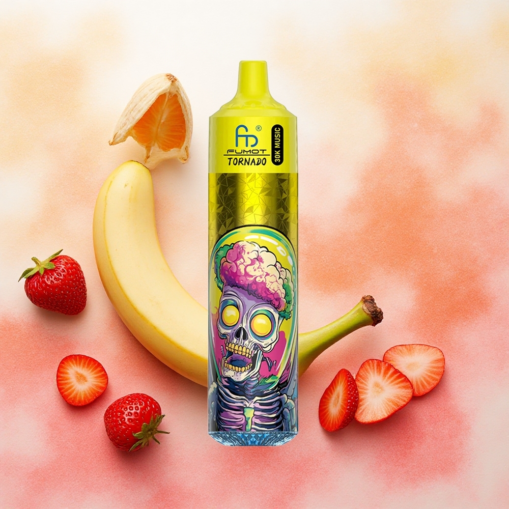 Fumot RandM Tornado 30000 Puffs Rechargeável 600mAh Banana Morango Atacado Brasileiro