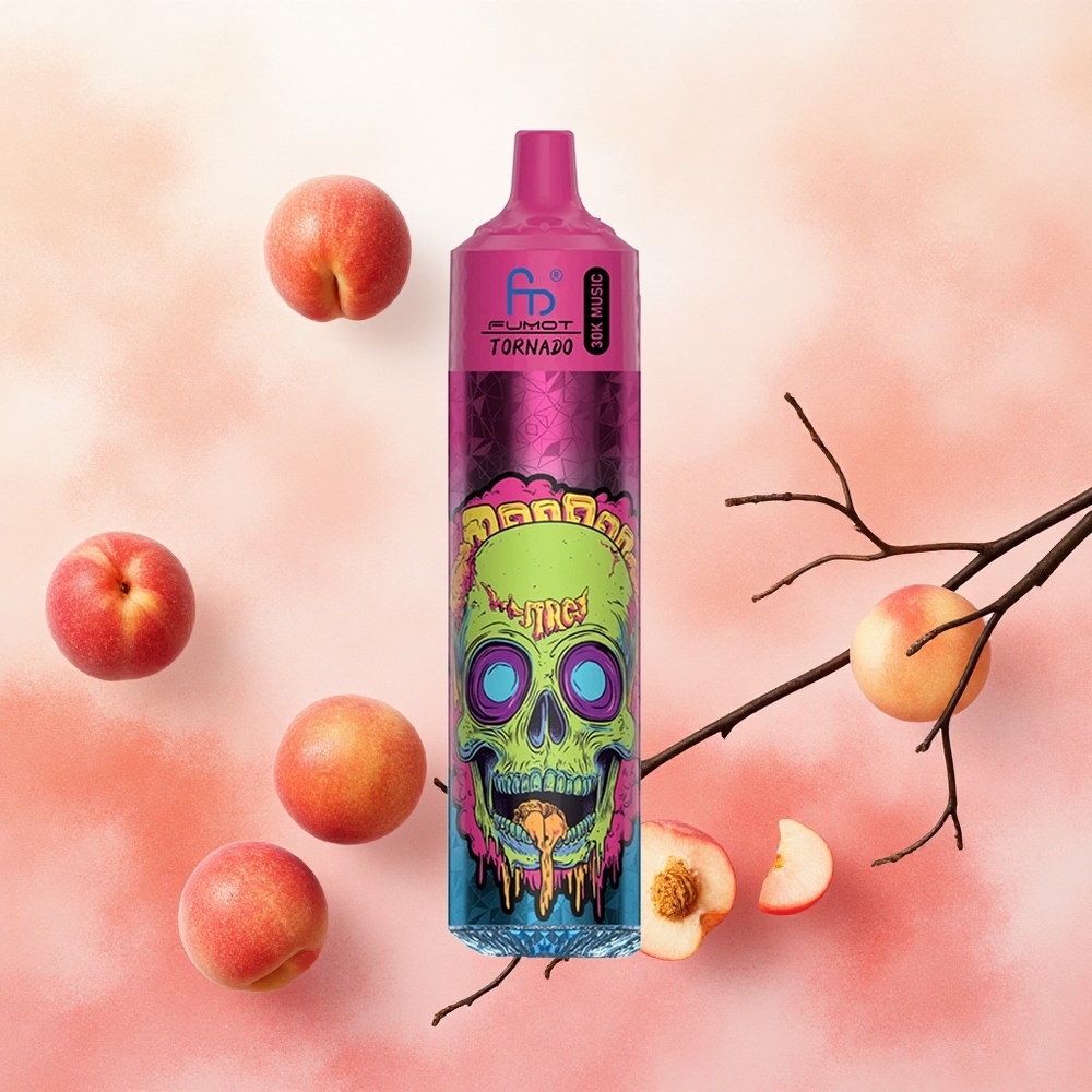 Fumot Randm Tornado 30000 Puffs Vape Descarga Única Pêssego Gelo 30mL 2% 5% Nicotina atacado brasileiro