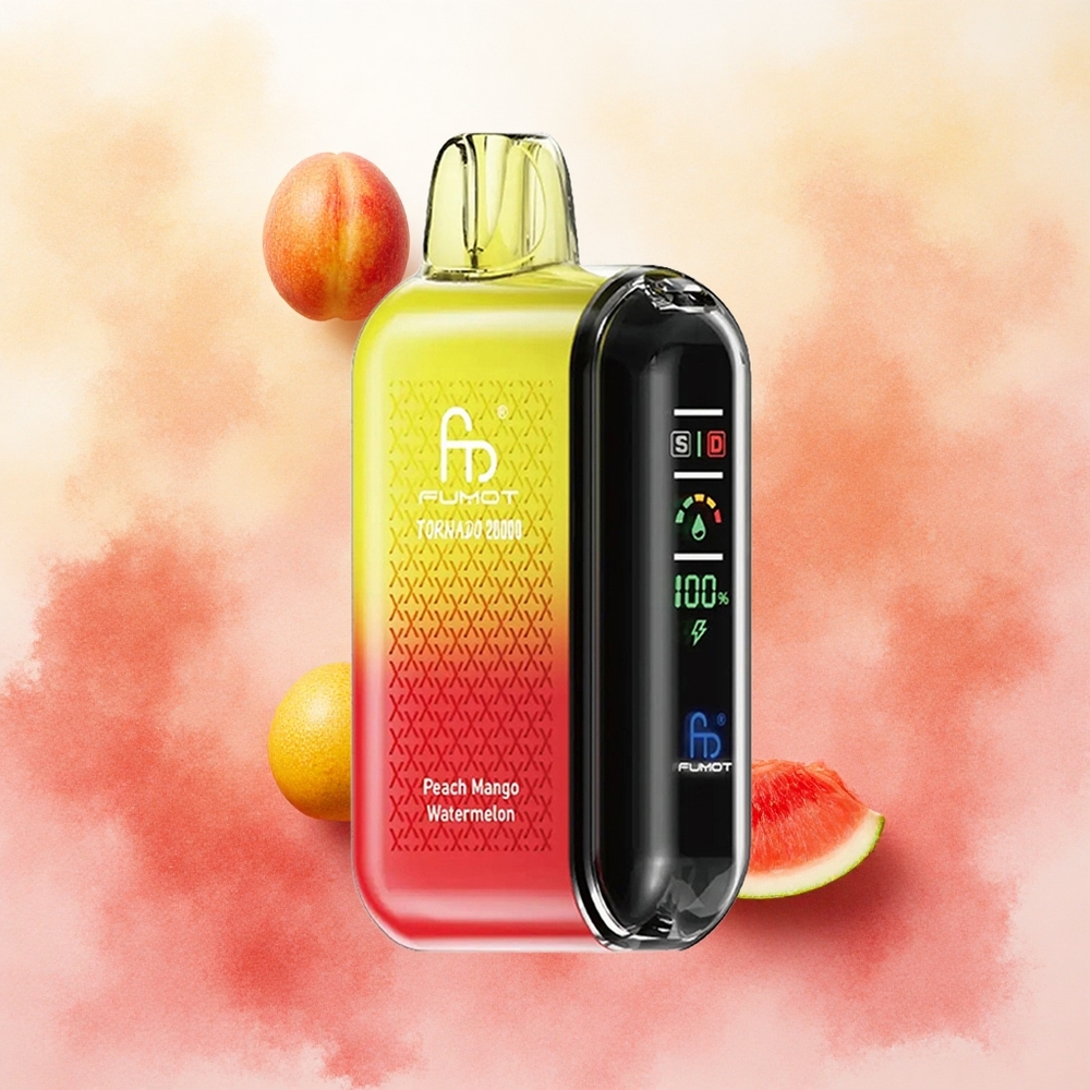 Fumot Tornado 20000 Puffs Vape Descansável Pêssego Manga Melancia com Bateria Recarregável 850mAh e atacado brasileiro