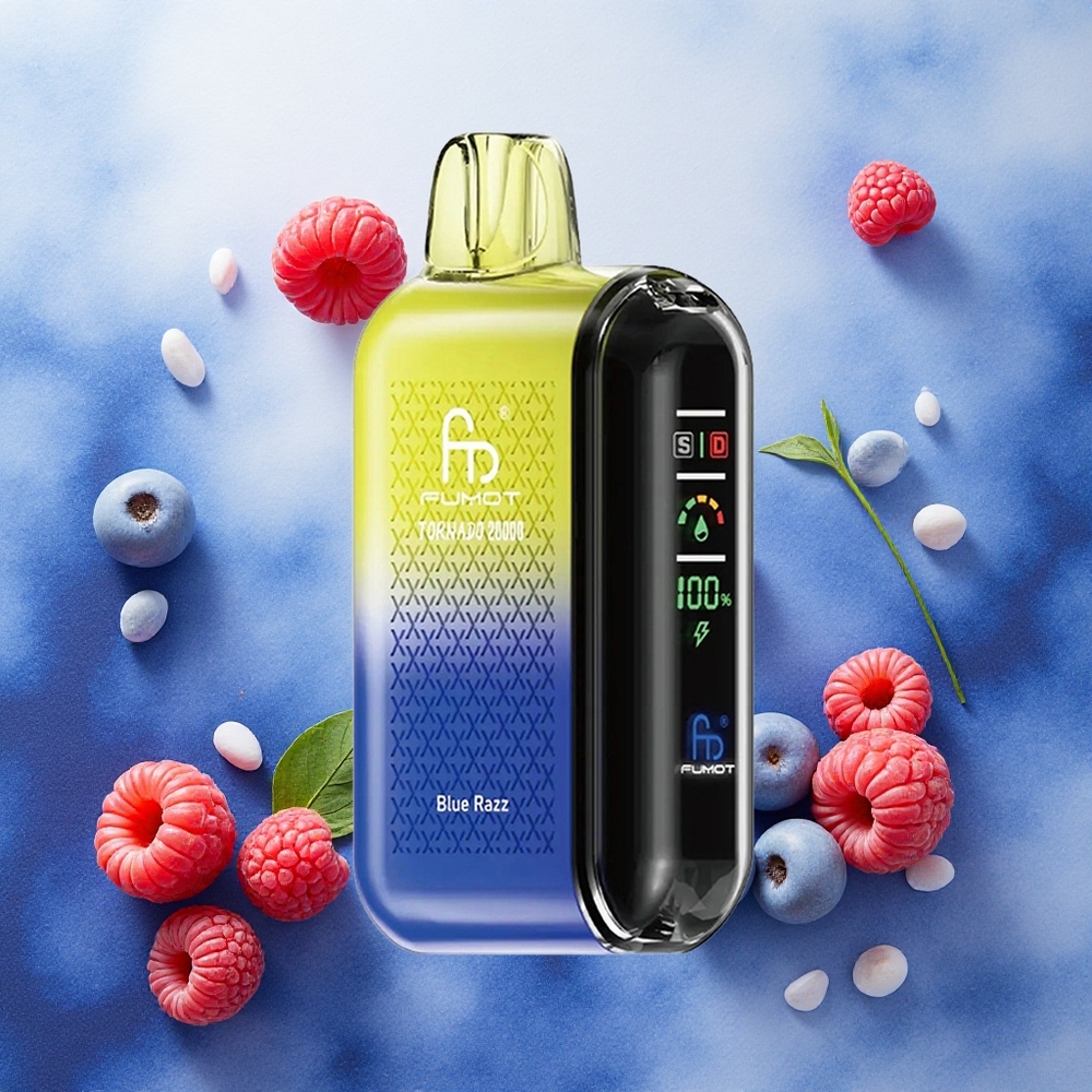 Fumot Tornado 20000 Puffs Vape Descartável Blue Framboesa Dual Mesh Coil atacado brasileiro