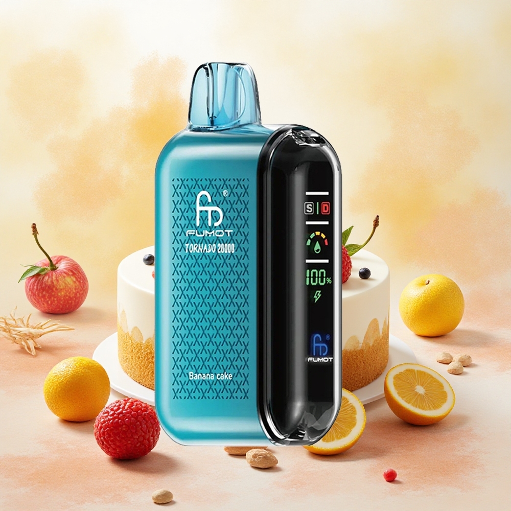 Fumot Tornado 20000 Puffs Vape Descartável Bolo de Banana 20ml Bateria Recarregável atacado brasileiro