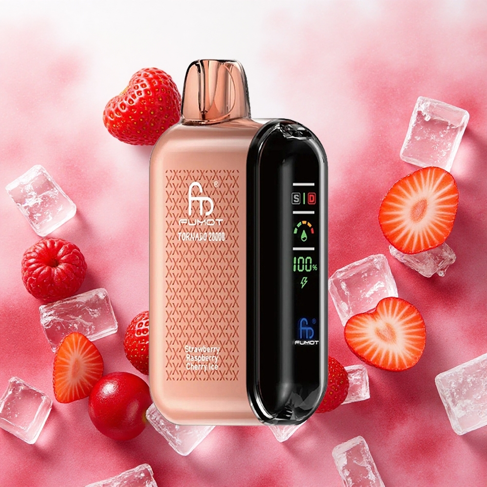 Fumot Tornado 20000 Puffs Vape Descartável Morango Framboesa Cereja Gelo atacado brasileiro