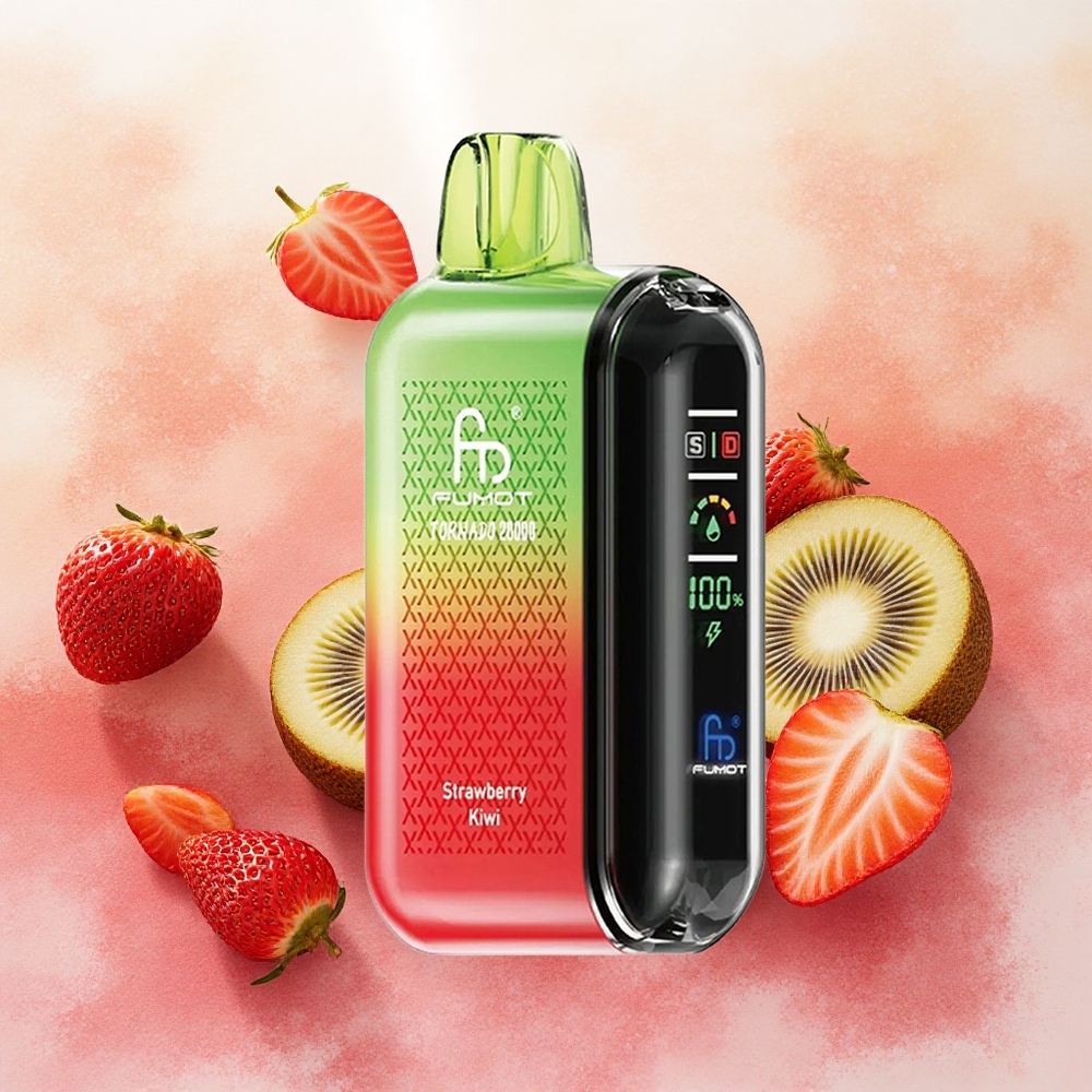 Fumot Tornado 20000 Puffs Vape Descartável Morango Kiwi com Bateria Recarregável 850mAh e atacado brasileiro