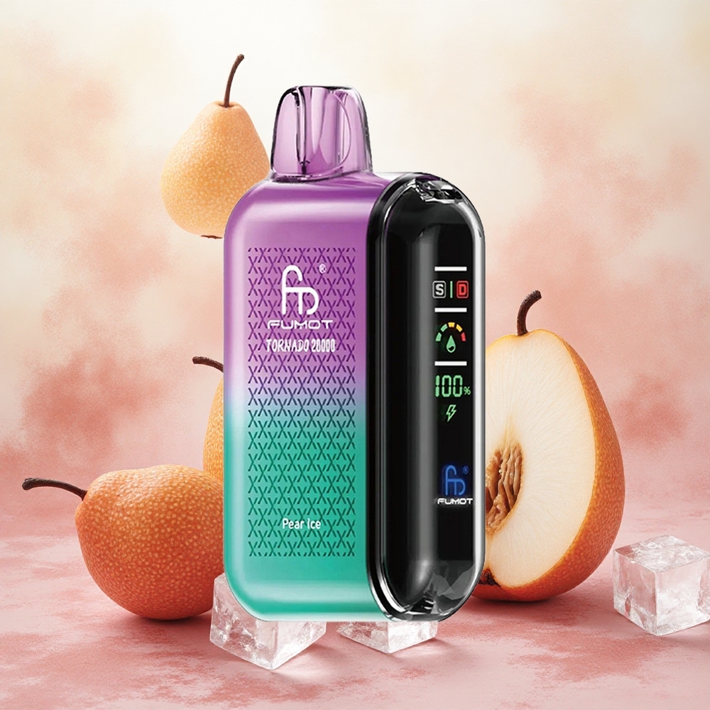 Fumot Tornado 20000 Puffs Vapeador Descartável Pera Gelo com Bateria Recarregável 850mAh e atacado brasileiro