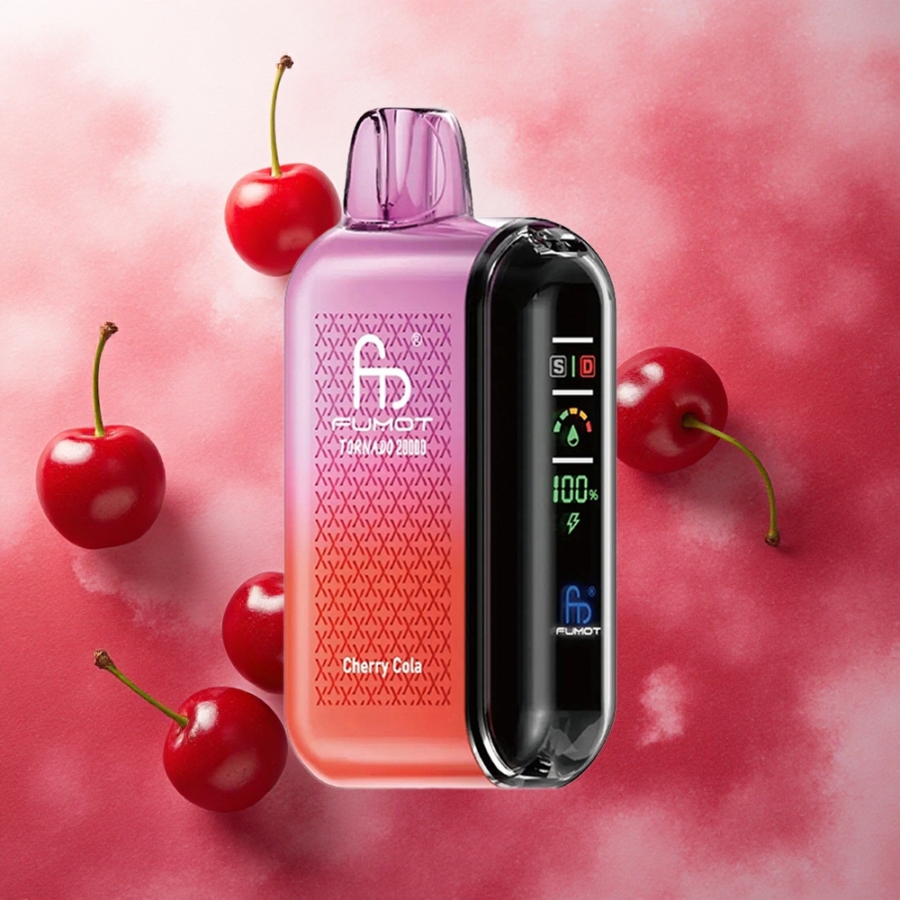 Fumot Tornado 20000 Puffs Vaporizador Descartável Cereja-Cola 20ml Capacidade Bateria Recarregável atacado brasileiro