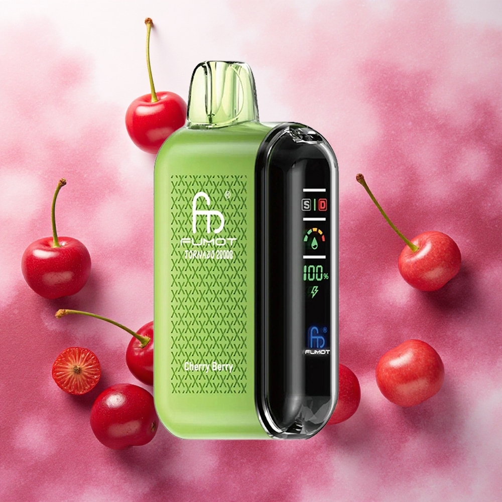 Fumot Tornado 20000 Puffs Vaporizador Descartável Cereja e Frutas Vermelhas com Bateria Recarregável 850mAh e atacado brasileiro