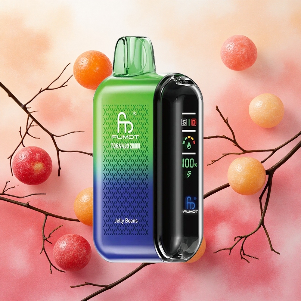 Fumot Tornado 20000 Puffs Vaporizador Descartável Jelly Beans com Bateria Recarregável 850mAh e Controle de Fluxo de Ar atacado brasileiro