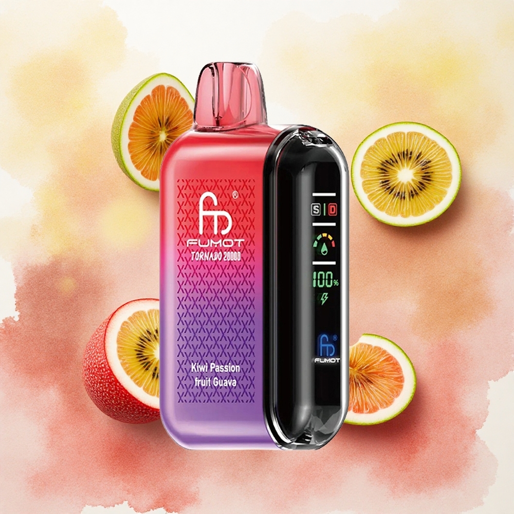 Fumot Tornado 20000 Puffs Vaporizador Descartável Kiwi Maracujá Goiaba com Bateria Recarregável 850mAh e Atacado Brasileiro