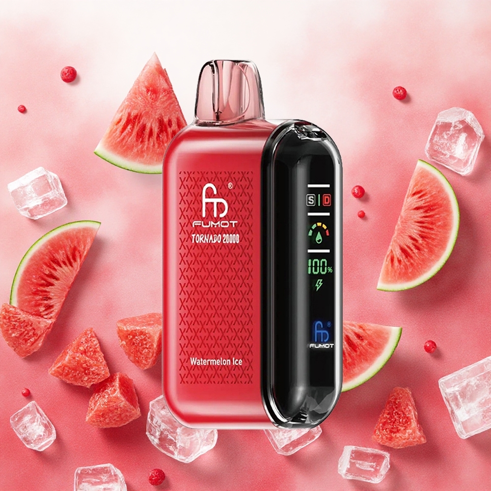 Fumot Tornado 20000 Puffs Vaporizador Descartável Melancia Gelo com Bateria Recarregável 850mAh e atacado brasileiro