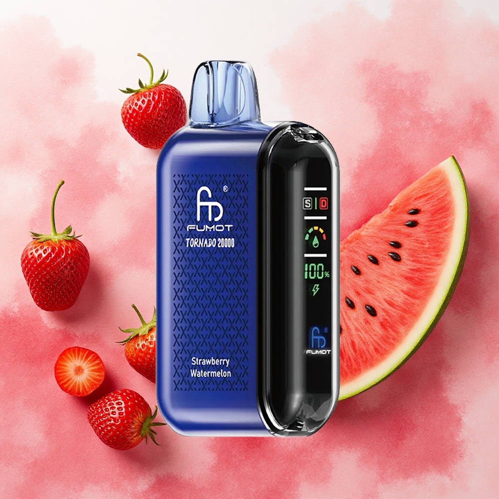 Fumot Tornado 20000 Puffs Vaporizador Descartável Morango Melancia com Bateria Recarregável 850mAh e atacado brasileiro