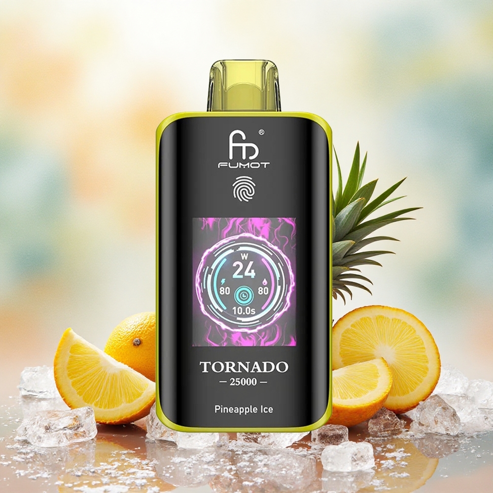 Fumot Tornado 25000 Puffs Vape Descansável Abacaxi Gelo 20ml Recarregável 700mAh atacado brasileiro