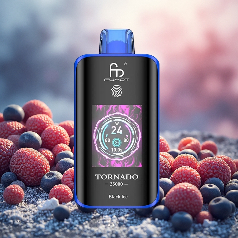 Fumot Tornado 25000 Puffs Vape Descarga Negra Tela HD Bateria 700mAh Recarregável 20ml E-líquido atacado brasileiro
