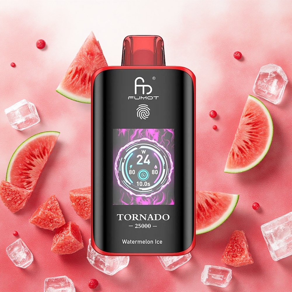 Fumot Tornado 25000 Puffs Vape Melancia Gelo com Tela HD e Bateria Recarregável 700mAh atacado brasileiro