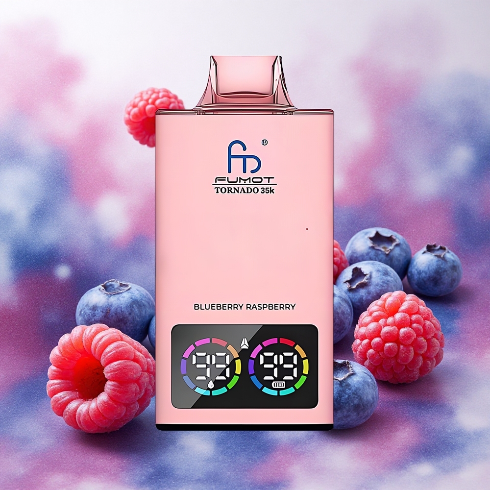 Fumot Tornado 35000 Atacado Brasileiro Dupla Bobina Mesh e Luzes RGB Variáveis Mirtilo Framboesa