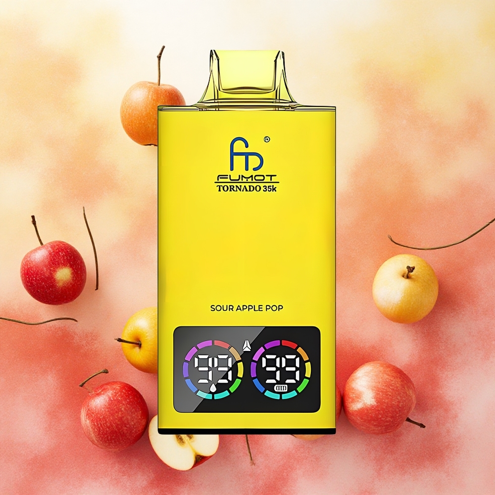 Fumot Tornado 35000 Vape Descartável Maçã Azeda Pop com Dual Mesh Coil e 15ml E-líquido atacado brasileiro