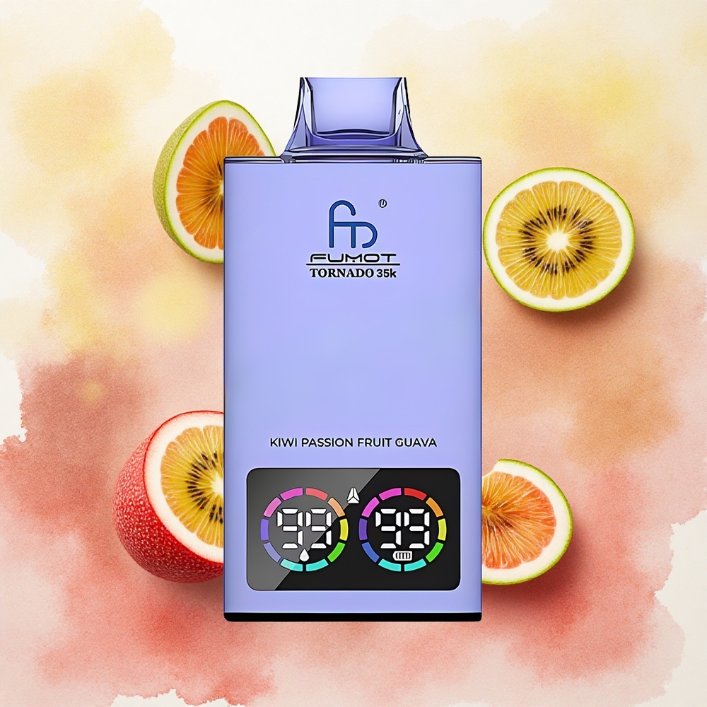 Fumot Tornado 35000 Vape Descartável Maracujá Kiwi Goiaba Dual Mesh Coil 15ml E-juice atacado brasileiro