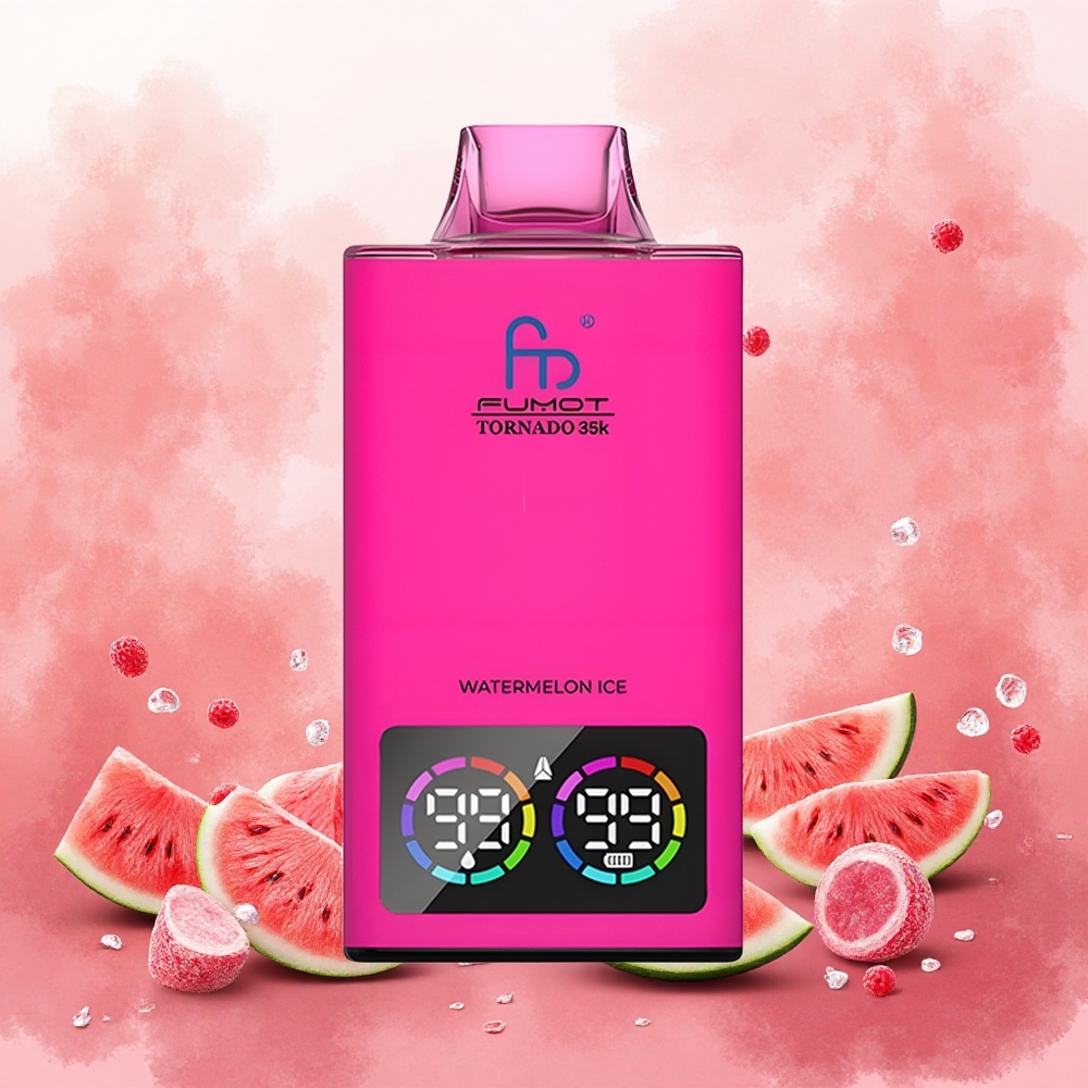 Fumot Tornado 35000 Vape Descartável Melancia Gelo atacado brasileiro Bobina de Malha Dupla 15ml USB-C 700MAH