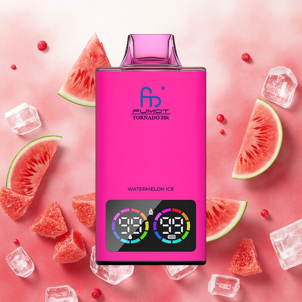 Fumot Tornado 35K Vape Descartável Melancia Gelo com Bobina Dupla Mesh e Indicador de E-líquido atacado brasileiro