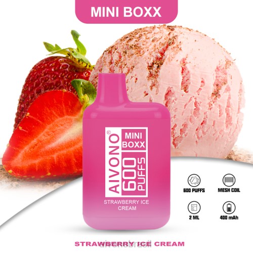 Aivono AIM MINI BOXX 600 sorvete de morango 086J232 - Vape Aivono Brasil