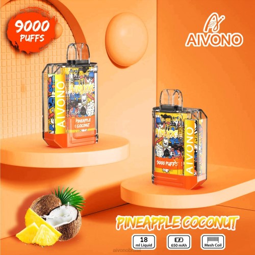 Aivono AIM XXL Adesivo de boca 9000 transparente coco abacaxi 086J52 - Vape Aivono Brasil