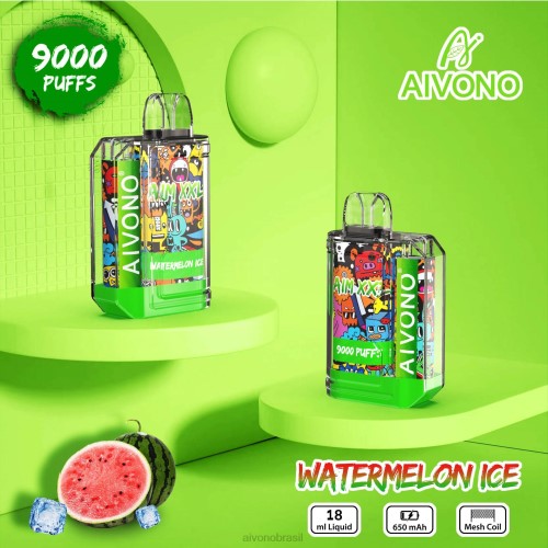 Aivono AIM XXL Adesivo de boca 9000 transparente gelo de melancia 086J48 - Vape Aivono Brasil